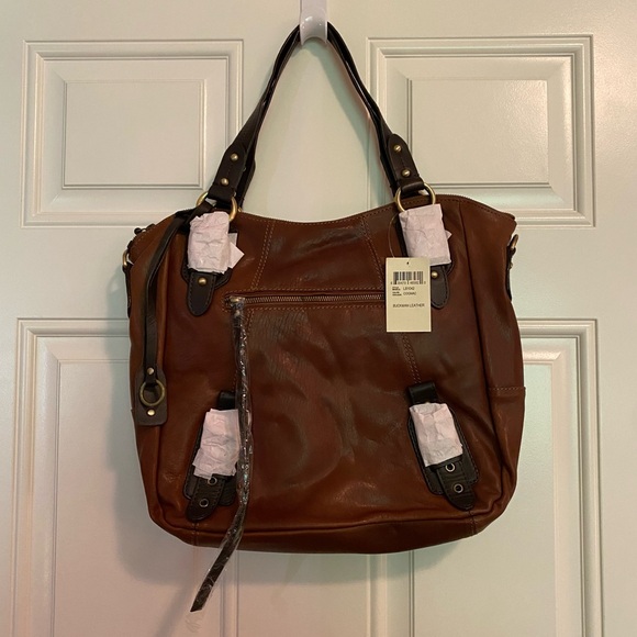 Lucky Brand Buckman Tote in Cognac with zipper close and zip pockets NWT - Picture 1 of 16